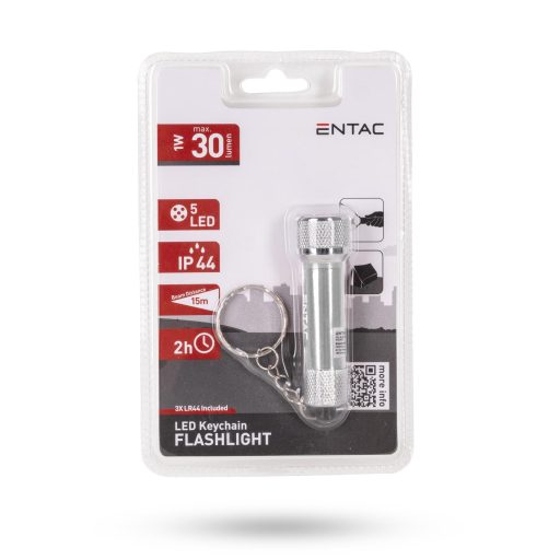 Entac Elemlámpa 5LED Kulcstartós Ezüst (EFL-5LED-KC-S)