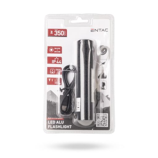 Entac Elemlámpa Újratölthető 3W 1200mAh (PowerBank funkció) csuklópánttal (EFL-MR1200-XPE-ALU)