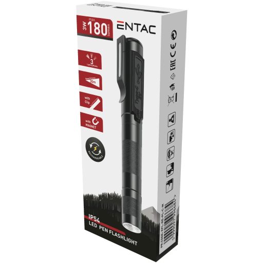 Entac Elemlámpa Akkumulátoros, Zoomolható Fényceruza, Csíptetővel (EFL-RE-PL-C-M)