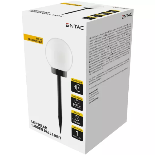 Entac Kerti Szolár Lámpa 380mm Műanyag 1 LED Gömb fej (EGSL-P1LB38)