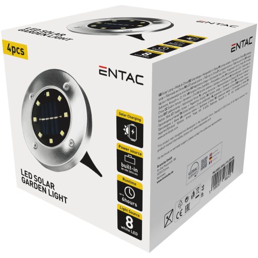 Entac Kerti Szolár Lámpa 100mm Műanyag 8 LED taposólámpa 4db/doboz (EGSL-P1LS50-B4)