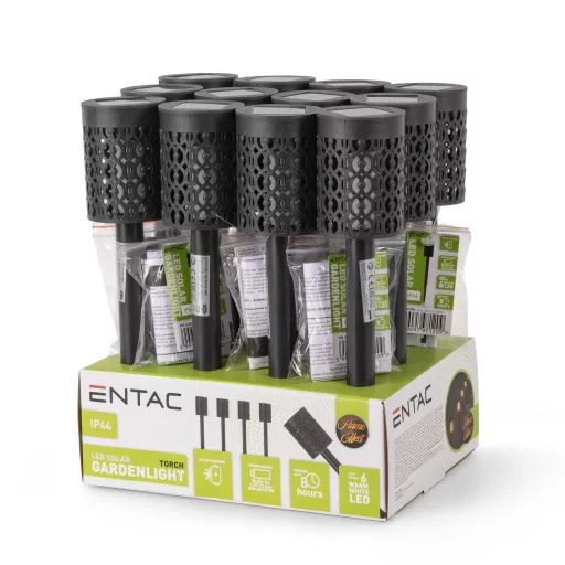 Entac Kerti Szolár Leszúrható Fáklya Láng effekttel, 360mm, 6db WW LED, 12db/kínáló (EGSL-P6LF-36-12PDQ)