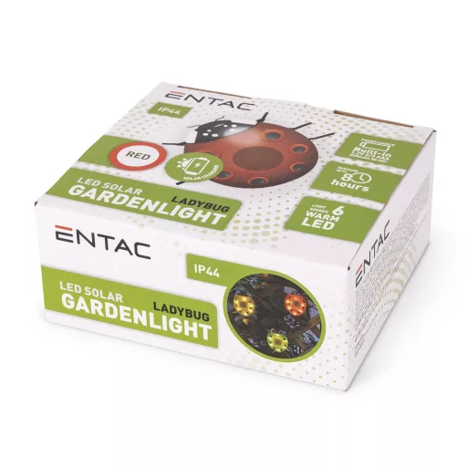 Entac Kerti Szolár Lámpa Katicabogár, 14.5x12x6cm, 6db SMD LED, piros (EGSL-P6LWW-LB-R)