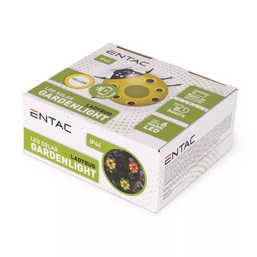 Entac Kerti Szolár Lámpa Katicabogár, 14.5x12x6cm, 6db SMD LED, sárga (EGSL-P6LWW-LB-Y)