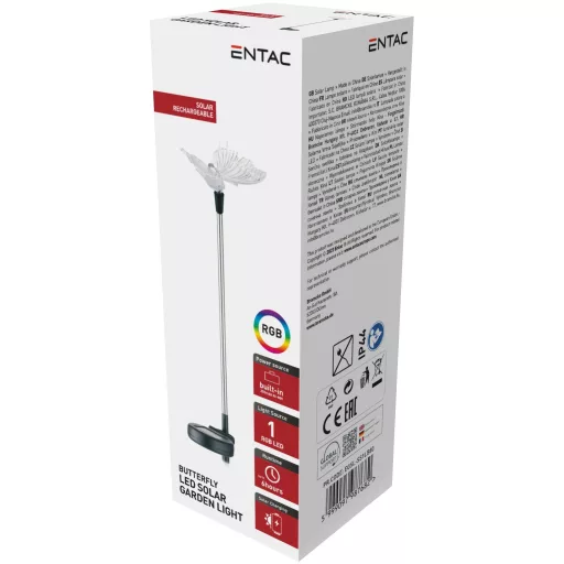 Entac Kerti Szolár Lámpa 340mm RGB Rozsdamentes acél pillangó forma (EGSL-SS1LB80)