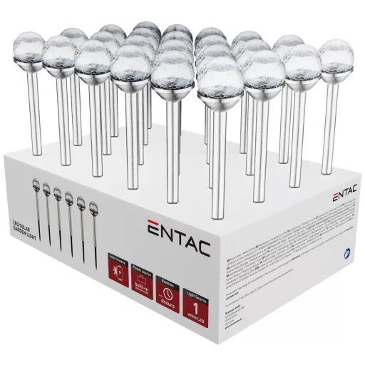 Entac Kerti Szolár Lámpa 340mm Rozsdamentes acél Üveg fej 1 LED 24/kínáló (EGSL-SS1LC34-PDQ)