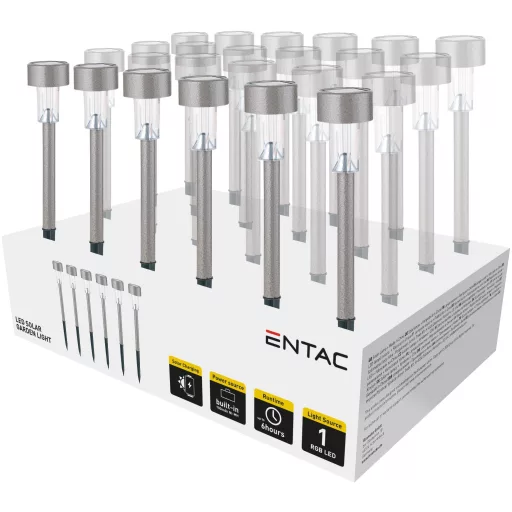 Entac Kerti Szolár Lámpa 360mm Rozsdamentes acél Szürke 1 LED 24/kínáló (EGSL-SS1LC36-G-PDQ)