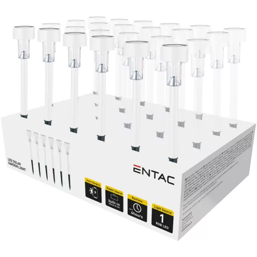 Entac Kerti Szolár Lámpa 360mm Rozsdamentes acél Fehér 1 LED 24/kínáló (EGSL-SS1LC36-W-PDQ)
