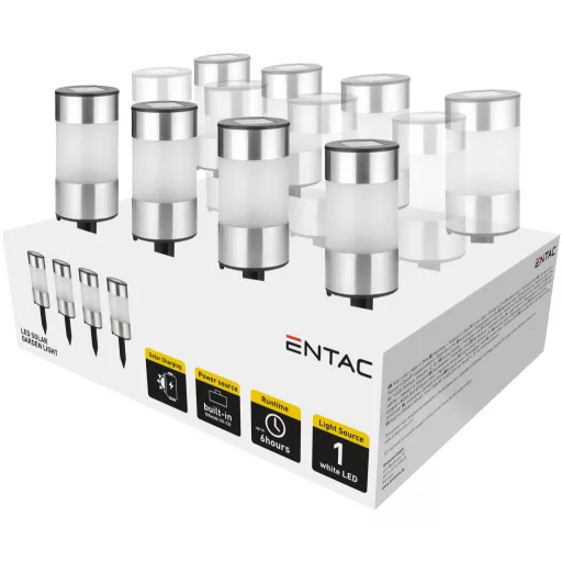 Entac Kerti Szolár Lámpa 210mm Rozsdamentes acél 1 LED 12/kínáló (EGSL-SS1LT21)