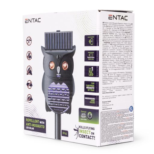 Entac Kerti Szolár Ultrahangos Kártevő és Rágcsáló Riasztó és UV-s Szúnyogirtó (EGSR-US-MC-12M-S)