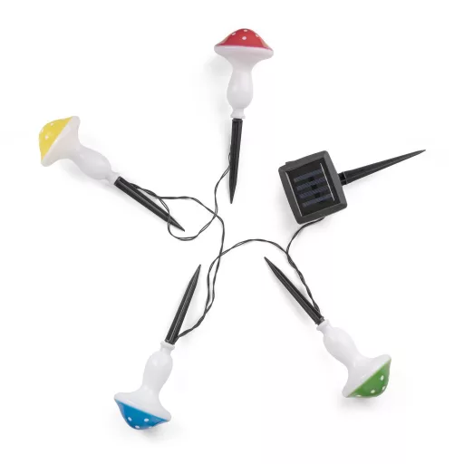 Entac Kerti Szolár Fényfüzér, Gomba, 200mm, 4db leszúrható LED, 4 színben (EGSS-4MUSH-20)
