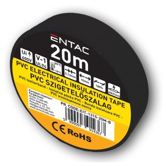 Entac Szigetelőszalag 0.13x15mm Fekete 20m (EIT-1315-20M-B)