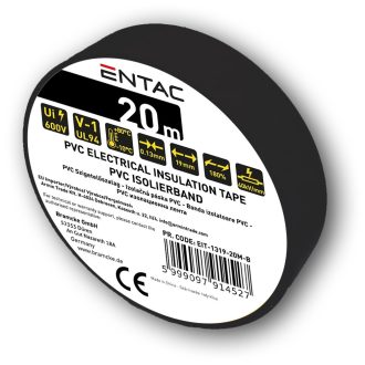 Entac Szigetelőszalag 0.13x19mm Fekete 20m (EIT-1319-20M-B)