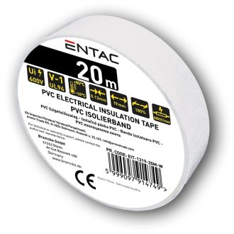 Entac Szigetelőszalag 0.13x19mm Fehér 20m (EIT-1319-20M-W)