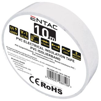 Entac Szigetelőszalag 0.18x19mm Fehér 10m (EIT-1819-10M-W)