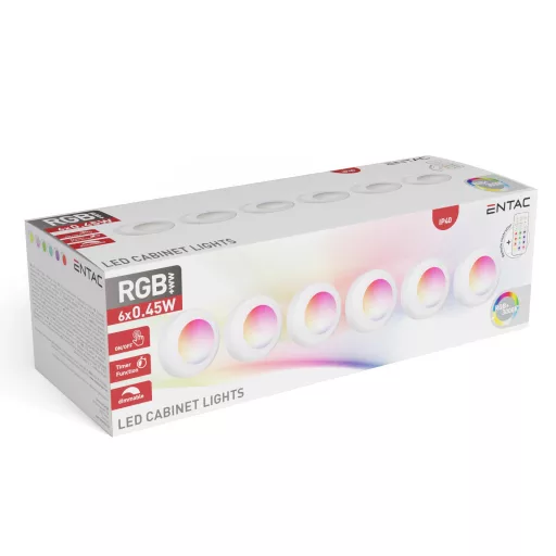Entac Mini Hordozható Éjjeli Fény 0.45W RGB + Távir. 6db/csomag (EMPNL-0.45W-RGB)