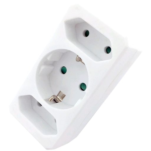 Entac Hálózati Adapter 3 Aljzat (1 Földelt, 2 Euro) (EPAG-1EE2E)