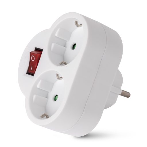 Entac Hálózati Adapter 2 Aljzat (2 Földelt) Kapcsolóval (EPAG-2EE-SW)