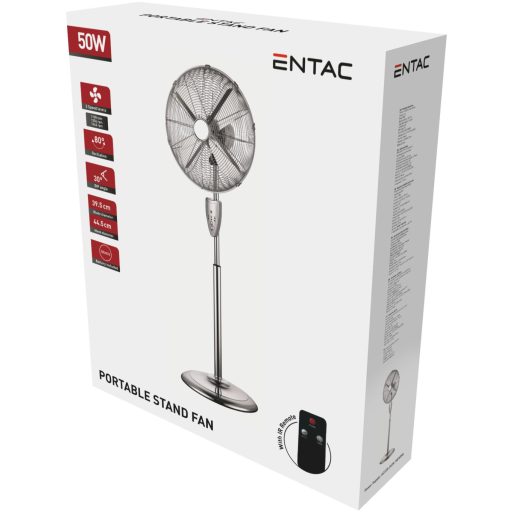 Entac Hordozható Fém Álló Ventilátor 50W Távirányítóval (EPMSF-50W-RC)