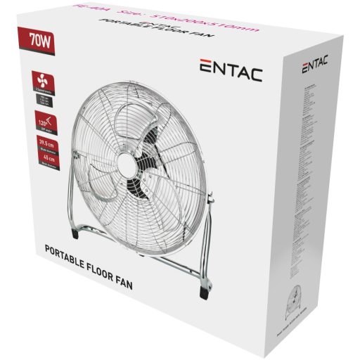 Entac Hordozható Fém Padló Ventilátor 70W (EPMTF-70W)