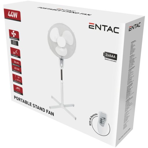Entac Hordozható Álló Ventilátor Pulzáló 44W Távirányítóval (EPSF-44W-RC)