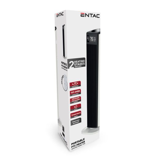 Entac Hordozható PTC Fűtőtorony Fehér LED Kijelzővel 2000W 74cm (EPTCFHT2000-W-LD)