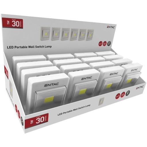 Entac Hordozható Fali Kapcsoló Lámpa 1W LED (16db / kínáló) (EPWSL-1W-LED)