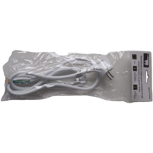 Entac Szerelhető hálózati kábel 3G1.5 1.5m Földelt Dugvillával Fehér (ERWC1.5-1.5-W)