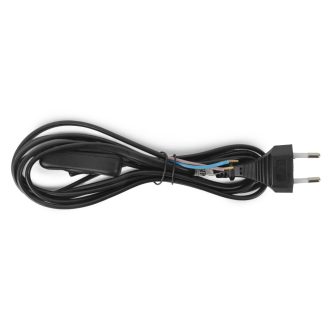   Entac Szerelhető hálózati kábel 2G0.75 250cm, Kétállású kapcsolóval, Fekete (ERWC20-2.5S-B)