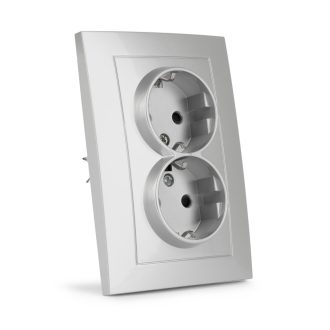   Entac Arnold süllyeszthető fali aljzat 2x földelt Ezüst (ERWS2E-ARN-S)