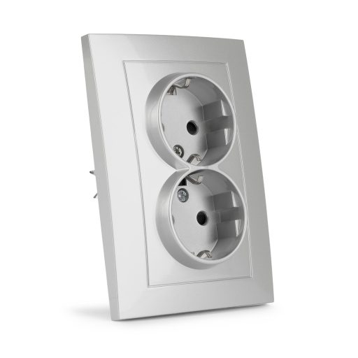 Entac Arnold süllyeszthető fali aljzat 2x földelt Ezüst (ERWS2E-ARN-S)