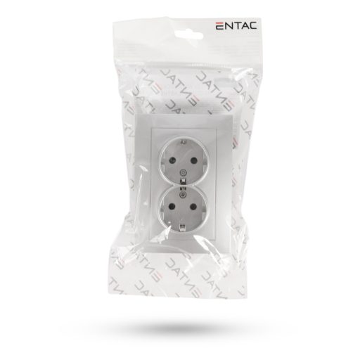 Entac Arnold süllyeszthető fali aljzat 2x földelt Ezüst (ERWS2E-ARN-S)