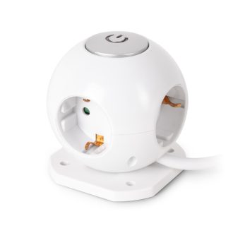   Entac Gömb Elosztó 4 Foglalattal, Kapcsolóval 1.5m 3G1.5 (ESC1.5G3-GLOBE)