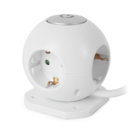 Entac Gömb Elosztó 3 Foglalattal, 2x2.1A USB-vel Kapcsolóval 1.5m 3G1.5 (ESC1.5G3-USB-GLOBE)