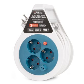   Entac Kábeldobos Hosszabbító 3 Foglalat 10m 3G1.5 MINI (ESCRG3-10-3G1.5-MINI)