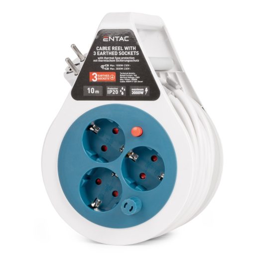 Entac Kábeldobos Hosszabbító 3 Foglalat 10m 3G1.5 MINI (ESCRG3-10-3G1.5-MINI)