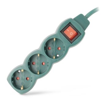   Entac S1 Elosztó 3 Foglalat Kapcsolóval 3m 3G1.5 Zöld (ESE1.5G3-3-SW-G)