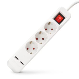   Entac S1 Elosztó 3 Foglalat Kapcsolóval 3m 3G1.5 2 USB (ESE1.5G3-3-SW-USB)