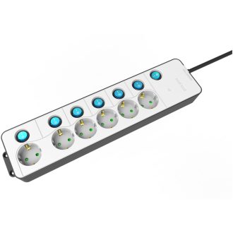   Entac Elosztó 6 Foglalat Különálló Kapcsolóval 1.5m 3G1.5 (ESE1.5G6-1.5-SW-W)