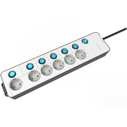 Entac Elosztó 6 Foglalat Különálló Kapcsolóval 1.5m 3G1.5 (ESE1.5G6-1.5-SW-W)