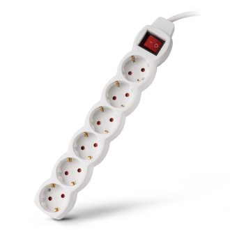   Entac S1 Elosztó 6 Foglalat Kapcsolóval 1,5m 3G1.5 (ESE1.5G6-1.5-SW)