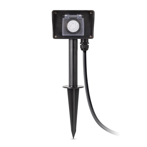 Entac O1S Leszúrható Kerti Elosztó 2 Foglalat 1.5m IP44 Időzítővel (ESE1.5GT2-1.5-IP44S)