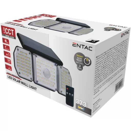Entac Napelemes Műanyag Fali lámpa 2.3W SMD 3 fej mozgásérzékelővel + IR (ESL3H-122SMD-IR)