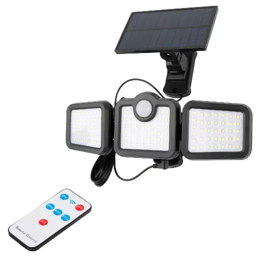 Entac Napelemes Műanyag Fali lámpa 15W SMD 3 fej levehető szolárpanel (ESL3H-SMD-RS)