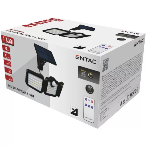 Entac Napelemes Műanyag Fali lámpa 15W SMD 3 fej levehető szolárpanel (ESL3H-SMD-RS)