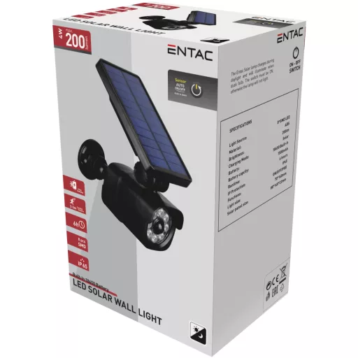 Entac Napelemes Műanyag Fali lámpa 4W SMD álkamera mozgásérzékelővel (ESLCAM-SMD)