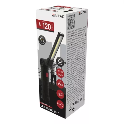 Entac Szerelőlámpa C-LED 180°  Újratölthető (EWL-180-C-LED-R)