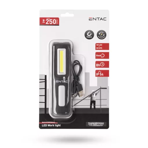 Entac Szerelőlámpa 1W LED + 3W XPE Újratölthető (EWL-1W-XPE-R)