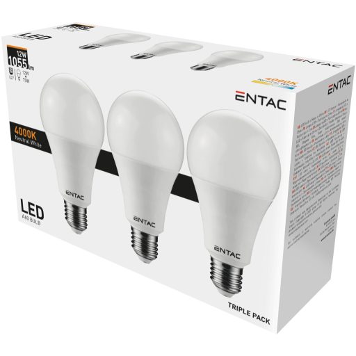 Entac LED Globe E27 12W NW 4000K 3-Pack (LLG27-12W-NW-3P)