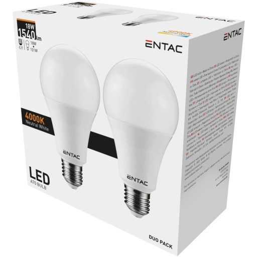 Entac LED Globe E27 18W NW 4000K Duo Pack (LLG27-18W-NW-2P)